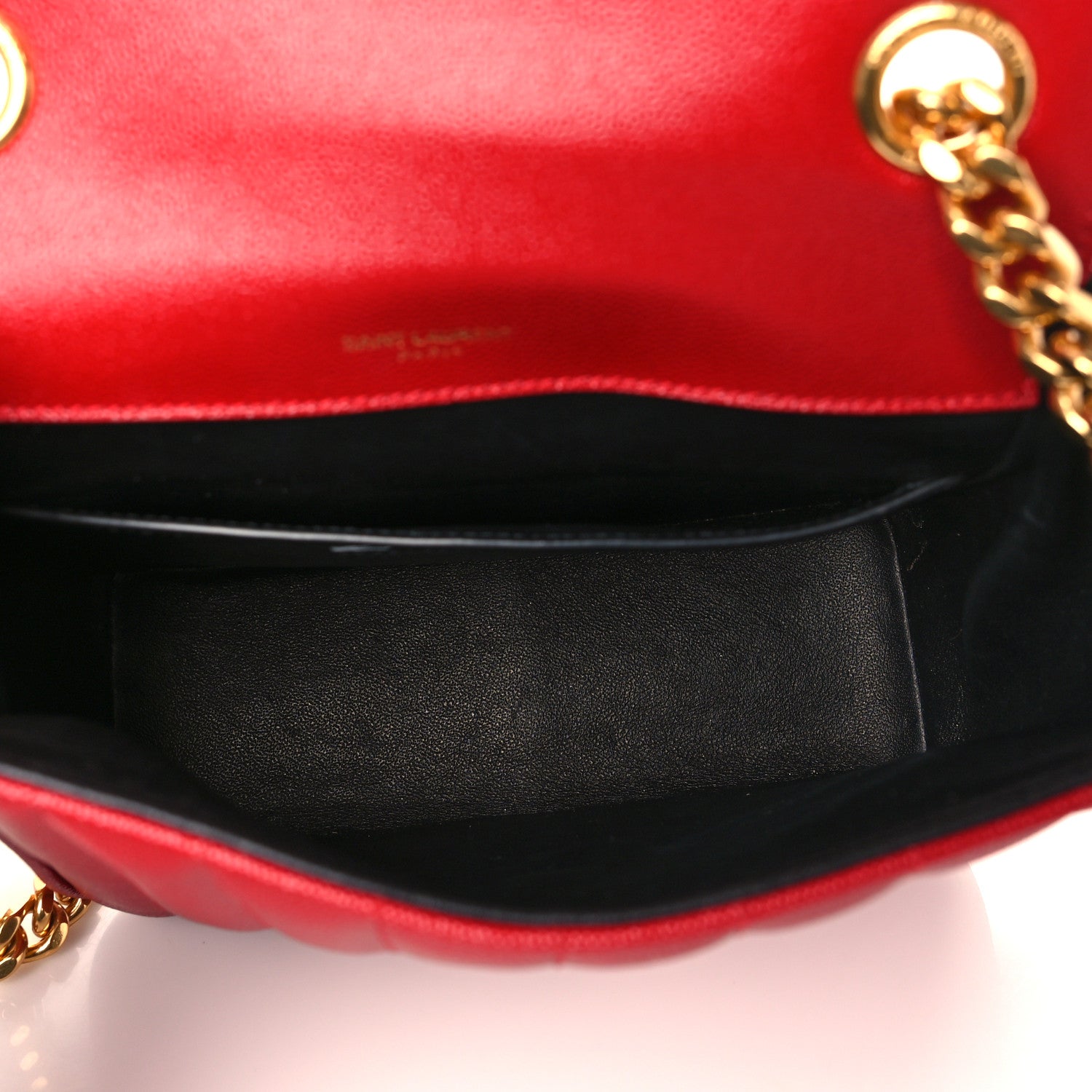 Saint Laurent Grain De Poudre Matelasse Monogram Medium Vicky Chain Bag Red 4 of 9