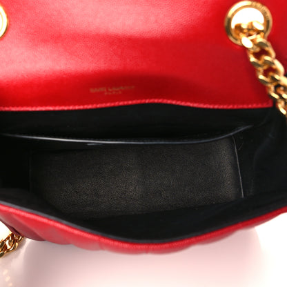 Saint Laurent Grain De Poudre Matelasse Monogram Medium Vicky Chain Bag Red 4 of 9
