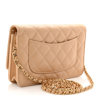 Chanel Caviar Quilted Wallet on Chain WOC Beige 3 of 12