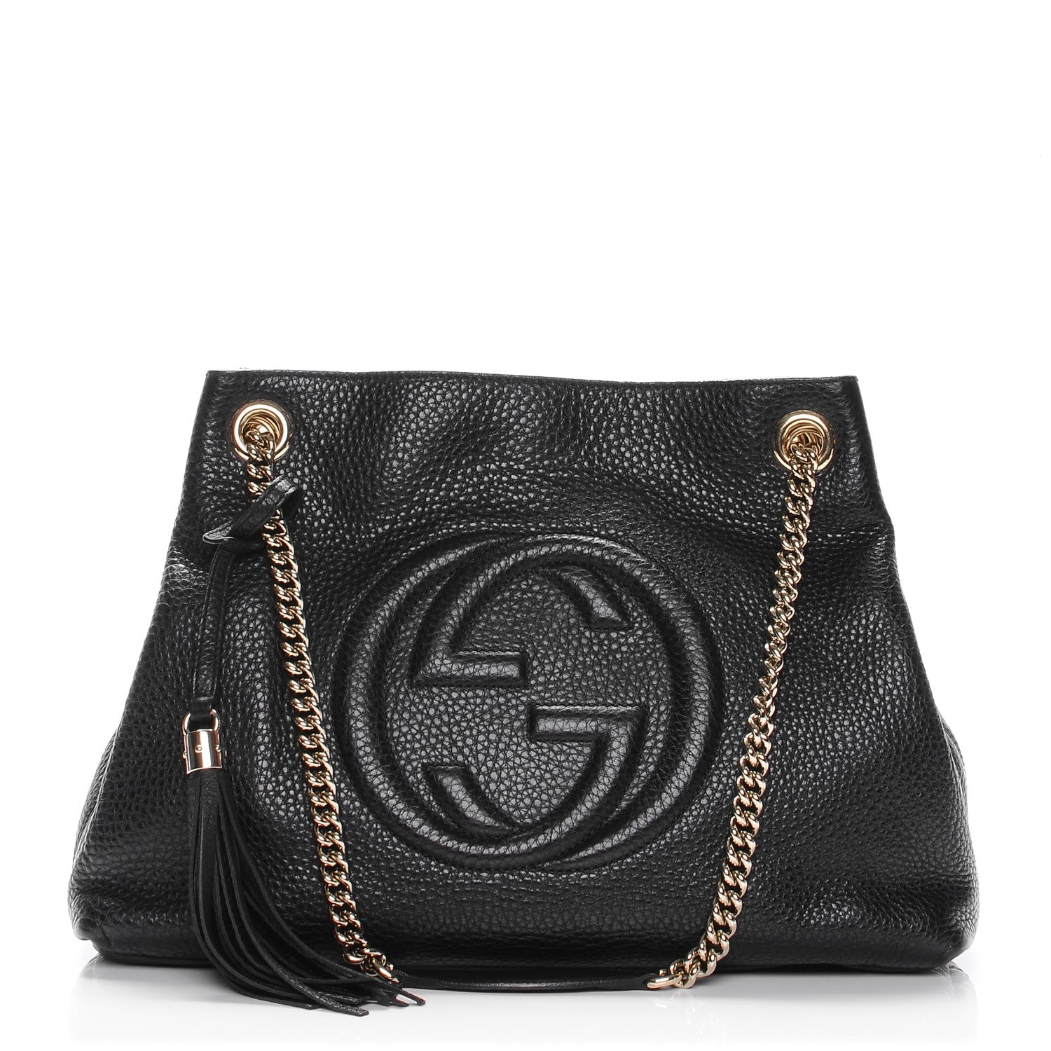Gucci Pebbled Calfskin Medium Soho Chain Shoulder Bag Black 1 of 7