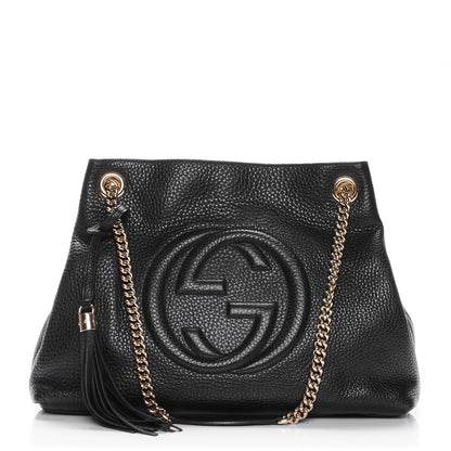 Gucci Pebbled Calfskin Medium Soho Chain Shoulder Bag Black 1 of 7