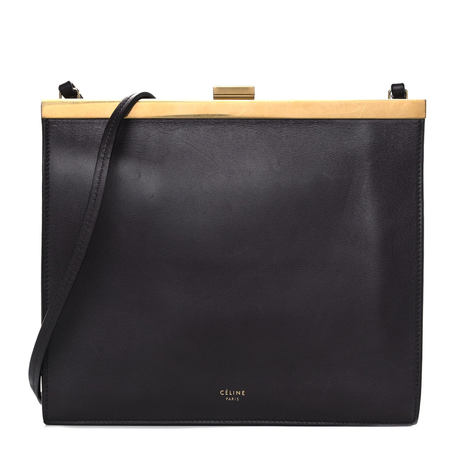 Smooth Calfskin Mini Clasp Bag Black