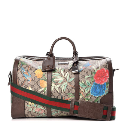 Gucci GG Supreme Monogram Tian Web Medium Duffle Beige Multicolor New Acero 1 of 12