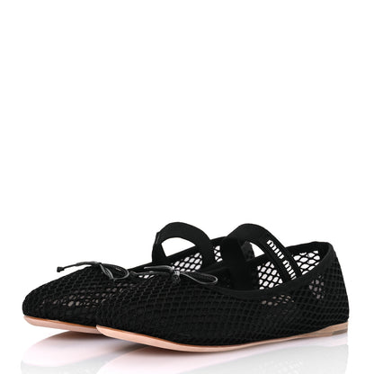 Miu Miu Mesh Fabric Ballerina Flats 36 Black 4 of 12