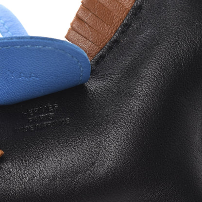 Hermes Milo Lambskin Grigri Rodeo Horse Bag Charm MM Black Gold Bleu Zanzibar 5 of 6