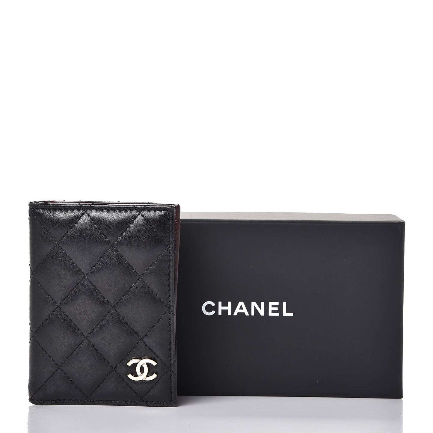 Lambskin Quilted Card Holder Wallet Black