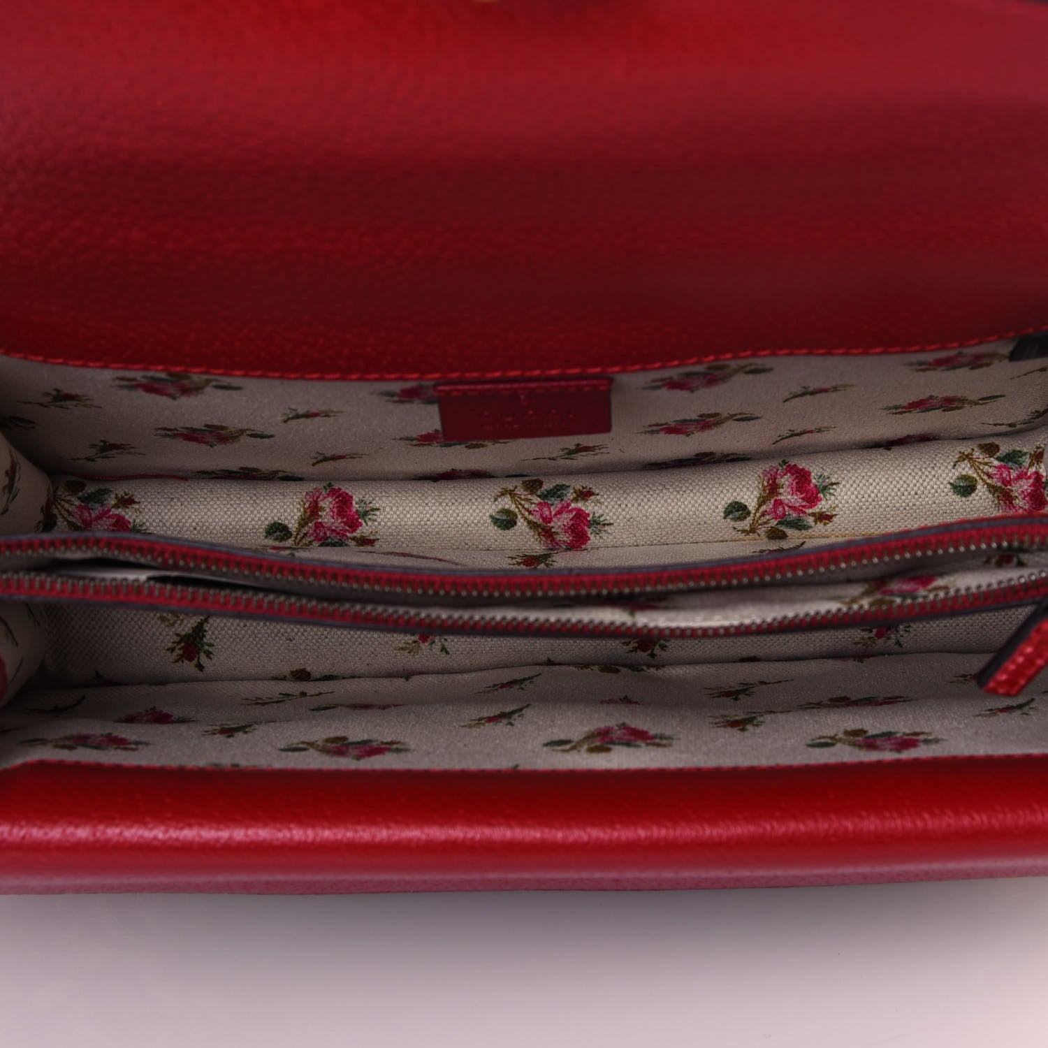 Gucci Calfskin Web Floral Embroidered Small Dionysus Shoulder Bag Hibiscus Red 5 of 12