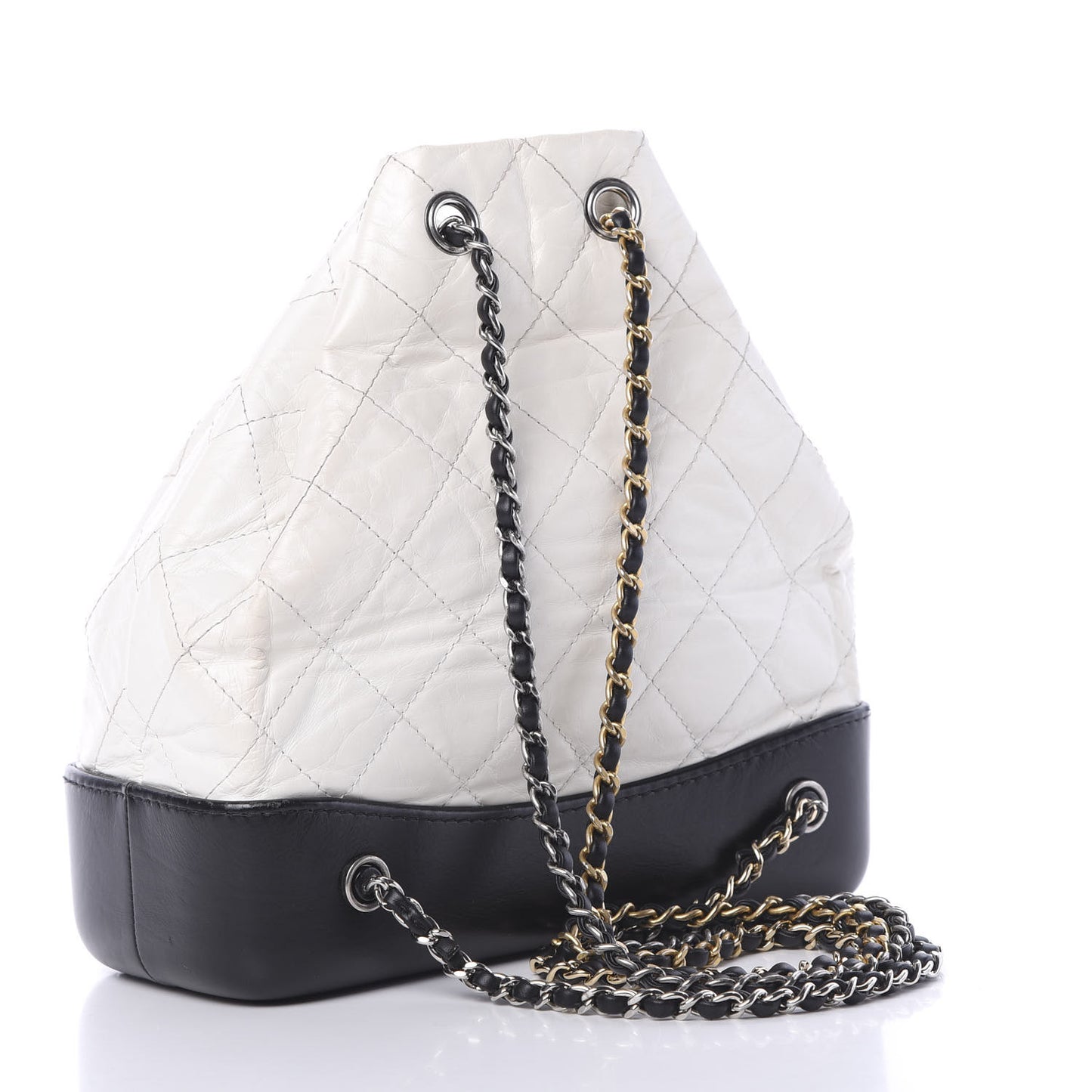 Aged Calfskin Quilted Small Gabrielle Backpack Black White