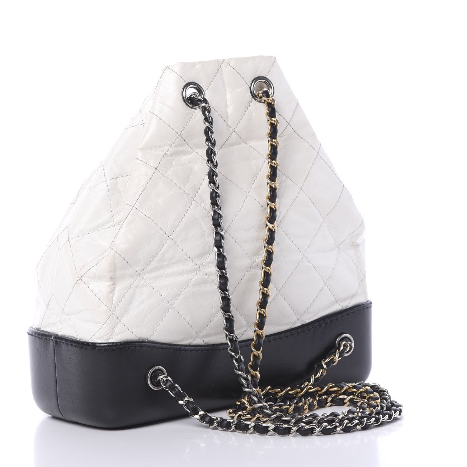 Chanel Aged Calfskin Quilted Small Gabrielle Backpack Black White 2 of 13