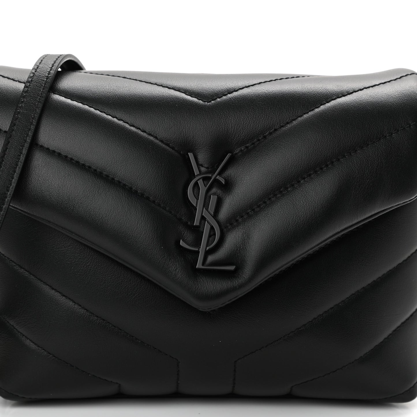 Calfskin Y Quilted Monogram Toy Loulou Crossbody Bag Black