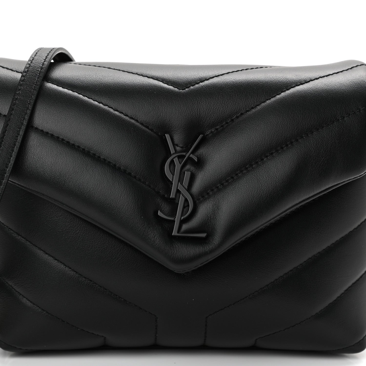 Saint Laurent Calfskin Y Quilted Monogram Toy Loulou Crossbody Bag Black 9 of 13