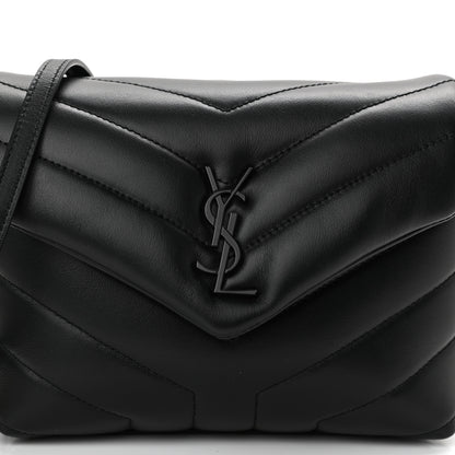 Saint Laurent Calfskin Y Quilted Monogram Toy Loulou Crossbody Bag Black 9 of 13