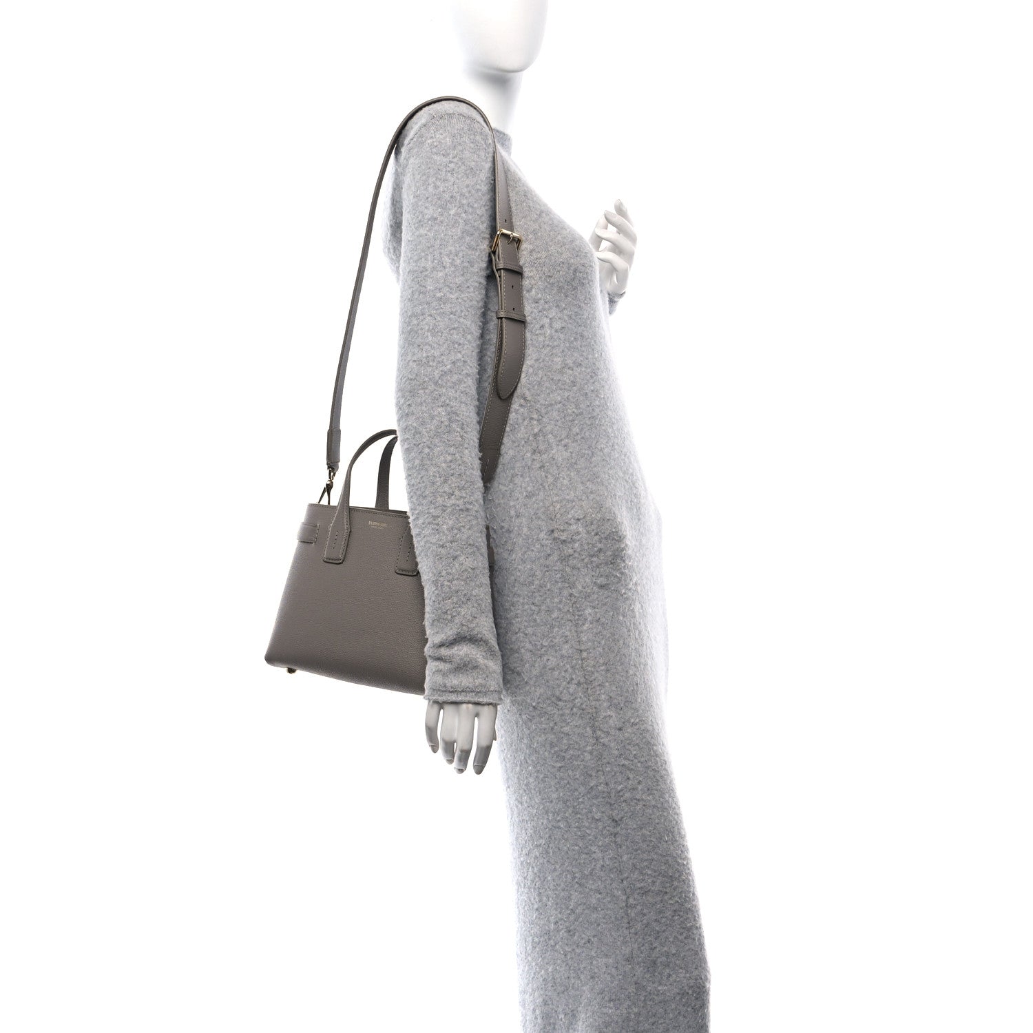 Burberry Grainy Calfskin House Check Small Banner Tote Taupe Brown 2 of 11
