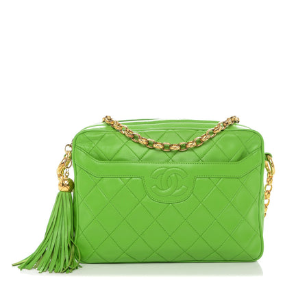 Chanel Lambskin Quilted Tassel Camera Case Green 1 of 9