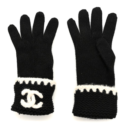 Chanel Wool Cashmere Silk Logo Gloves Black 1 of 4