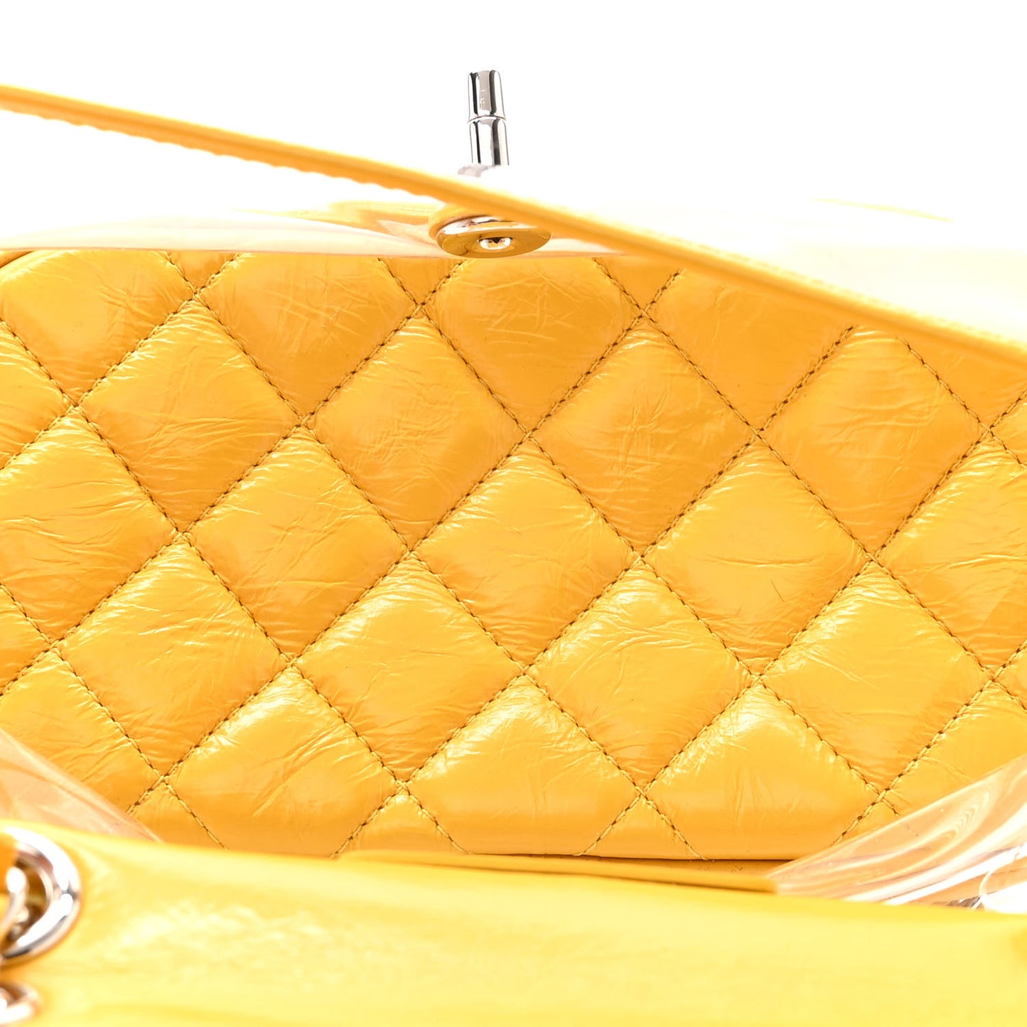 Crumpled Calfskin PVC Quilted Backpack Yellow