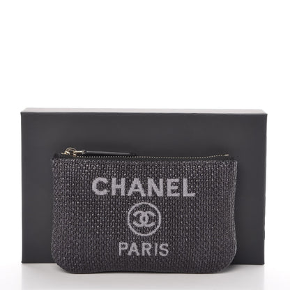 Chanel Woven Straw Raffia Deauville Cosmetic Pouch Black 8 of 8