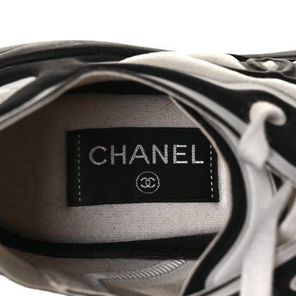 Chanel Lycra Womens CC Sneakers 38.5 White Black 6 of 6
