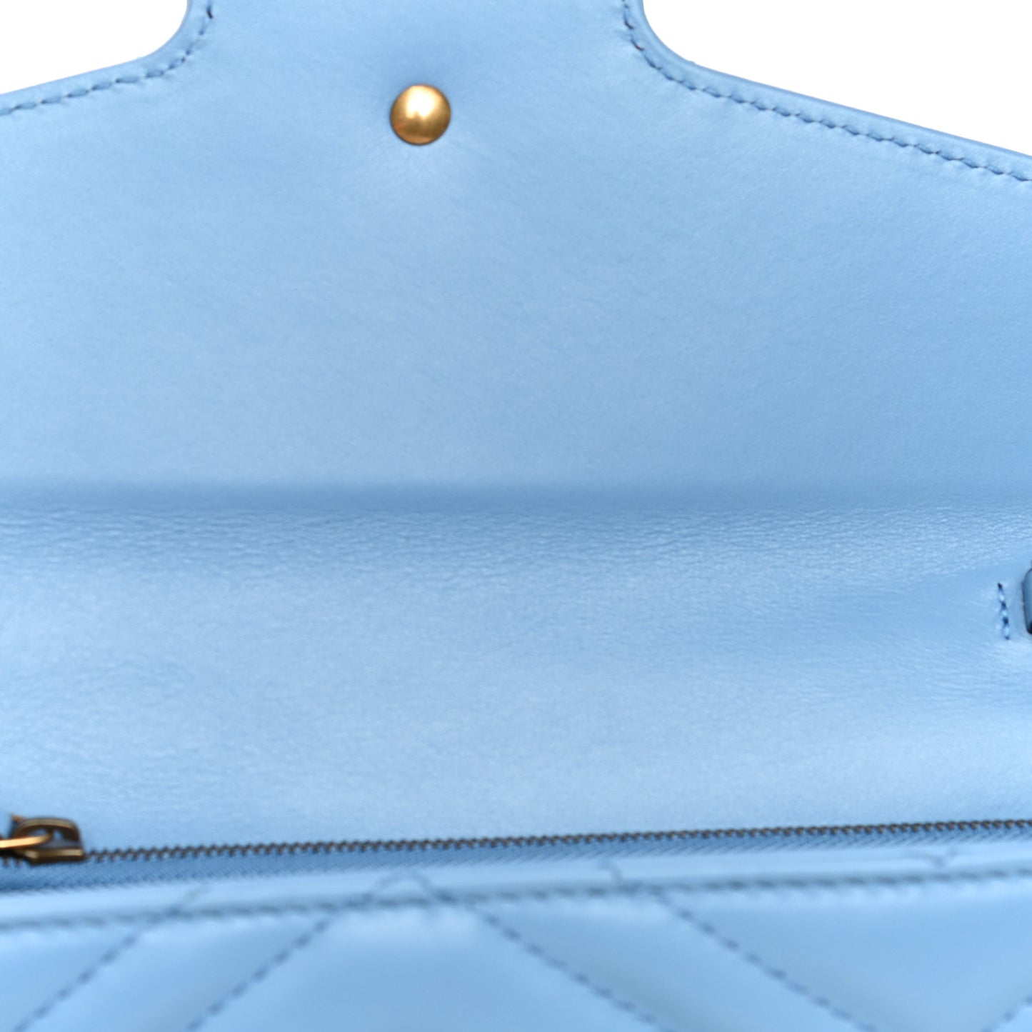 Calfskin Matelasse Mini GG Marmont Chain Wallet Clear Sky Blue