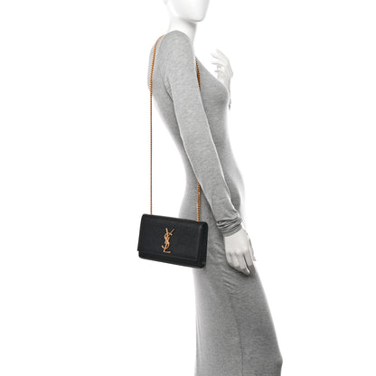 Saint Laurent Grain De Poudre Small Monogram Kate Satchel Black 2 of 10