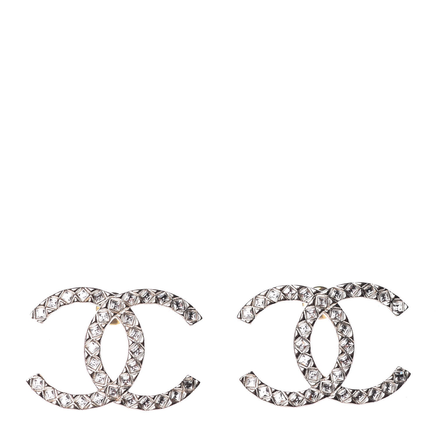 Chanel Baguette Crystal High Society CC Earrings Gold 1 of 4