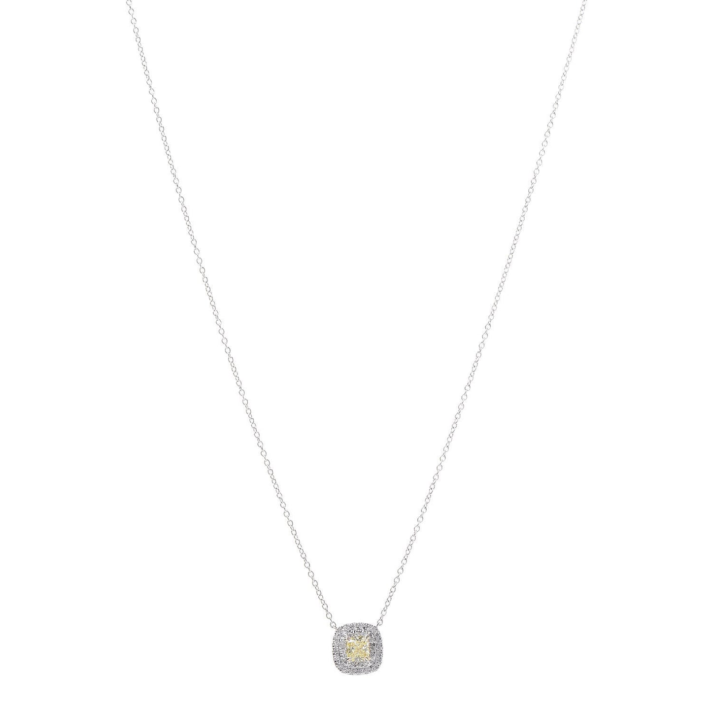 Platinum Fancy Intense Yellow Diamond .33ct Soleste Pendant Necklace
