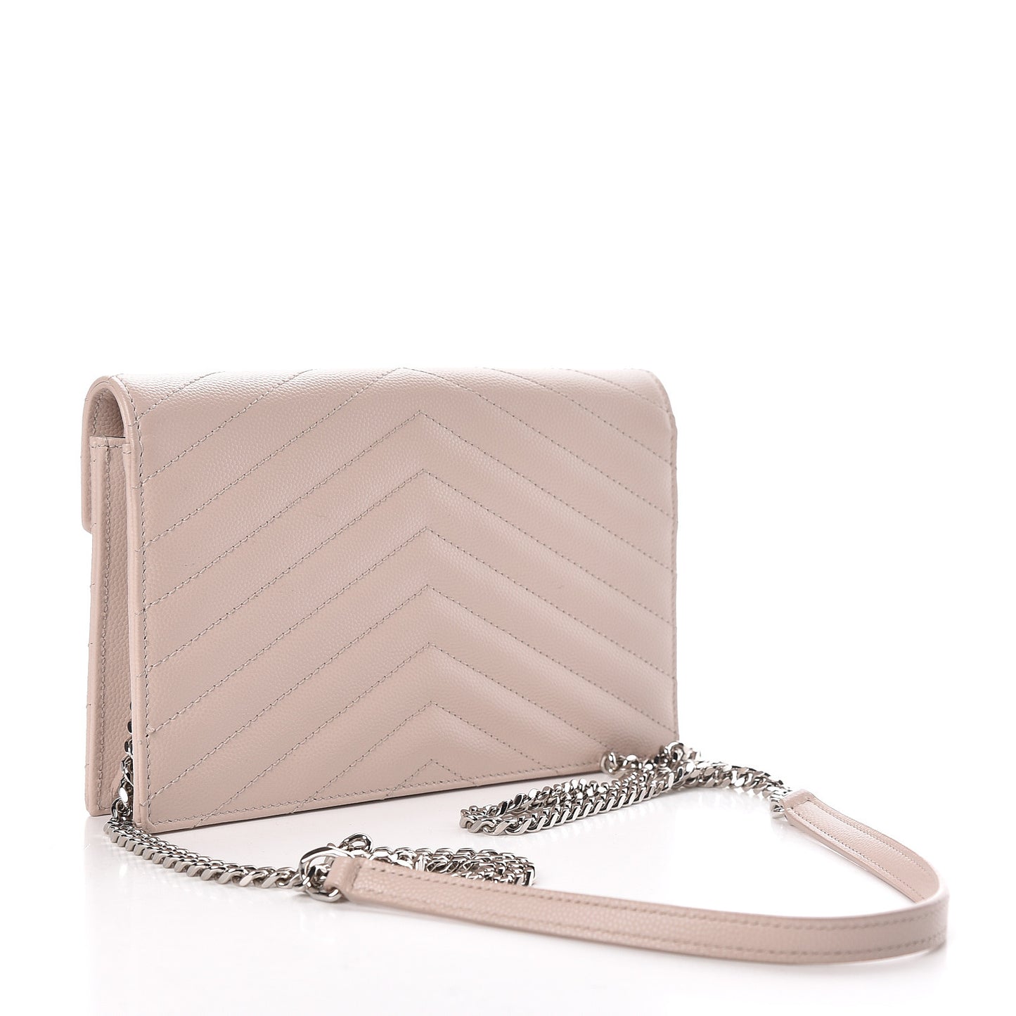 Grain De Poudre Matelasse Chevron Monogram Envelope Chain Wallet Marble Pink