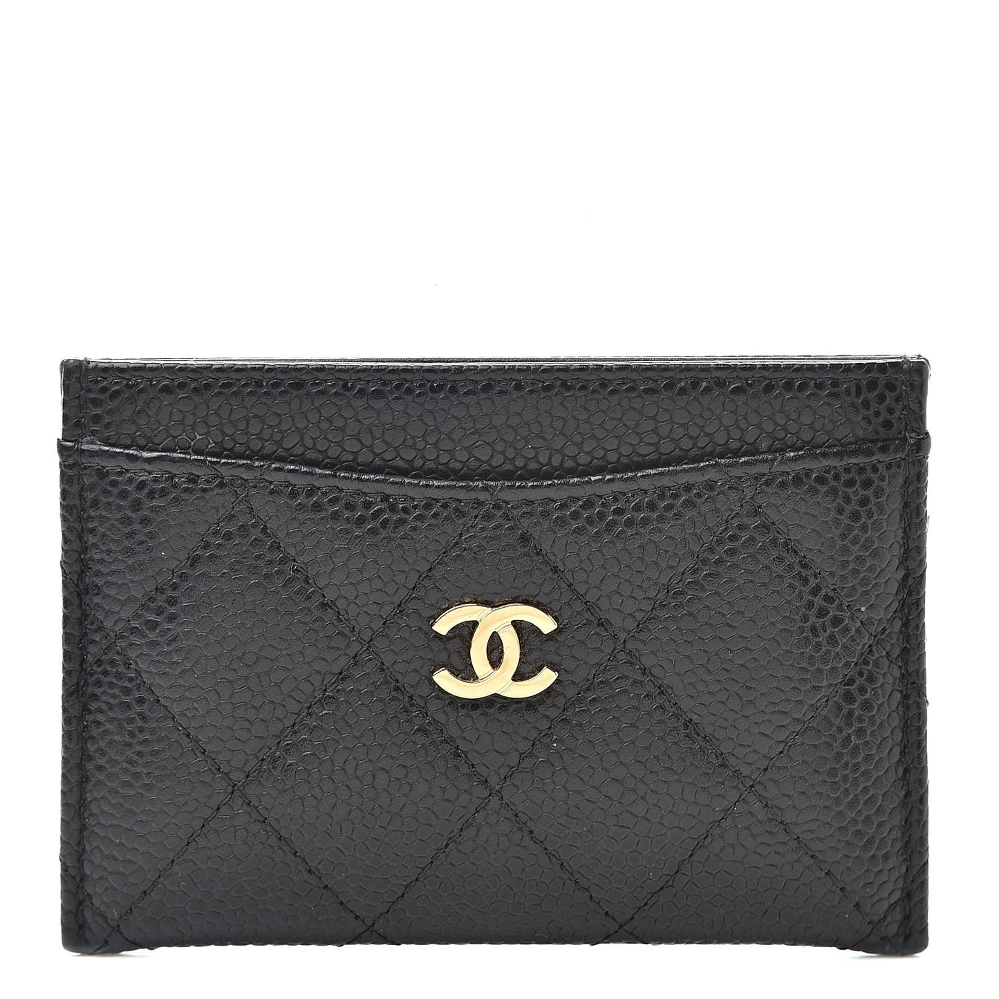 Caviar Quilted Card Holder Black