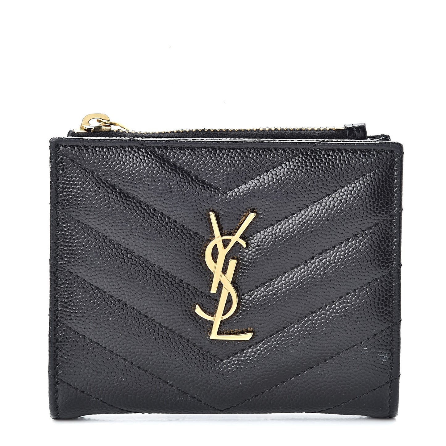 Grain De Poudre Matelasse Chevron Monogram Zipped Card Case Black