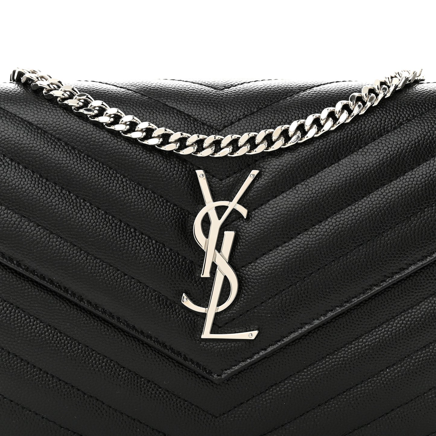 Grain De Poudre Matelasse Chevron Monogram Chain Wallet Black