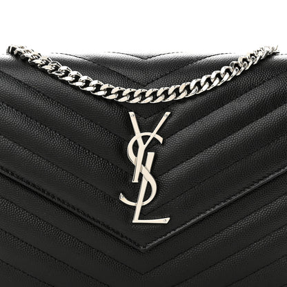 Saint Laurent Grain De Poudre Matelasse Chevron Monogram Chain Wallet Black 8 of 11