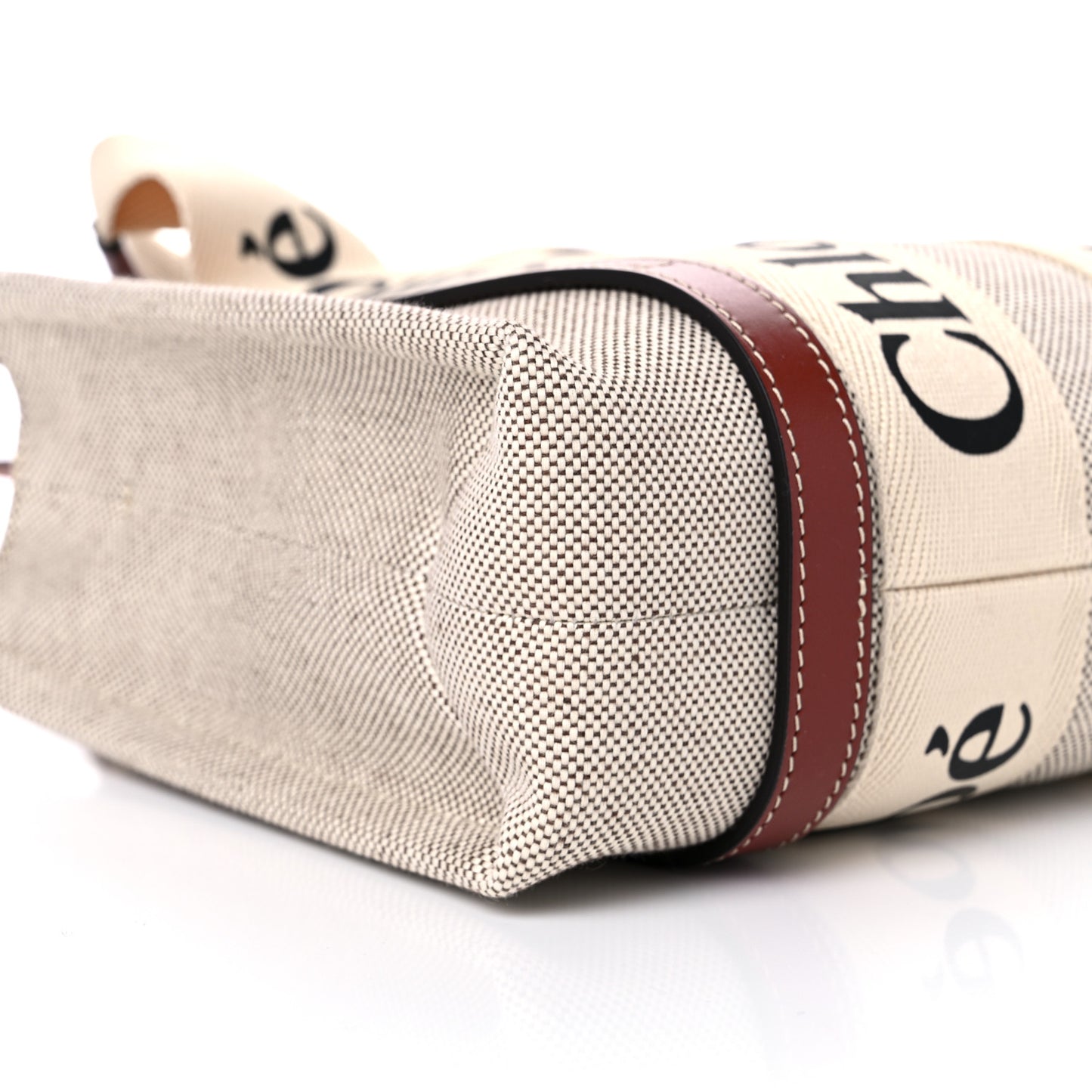 Cotton Calfskin Small Woody Ribbon Tote With Strap White Brown