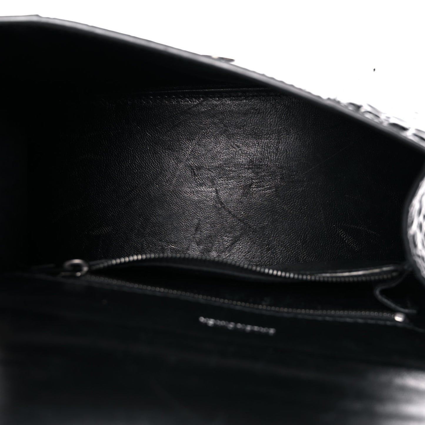 Shiny Calfskin Monochrome Crocodile Embossed Small Hourglass Top Handle Bag Black
