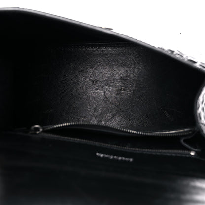 Balenciaga Shiny Calfskin Monochrome Crocodile Embossed Small Hourglass Top Handle Bag Black 5 of 21