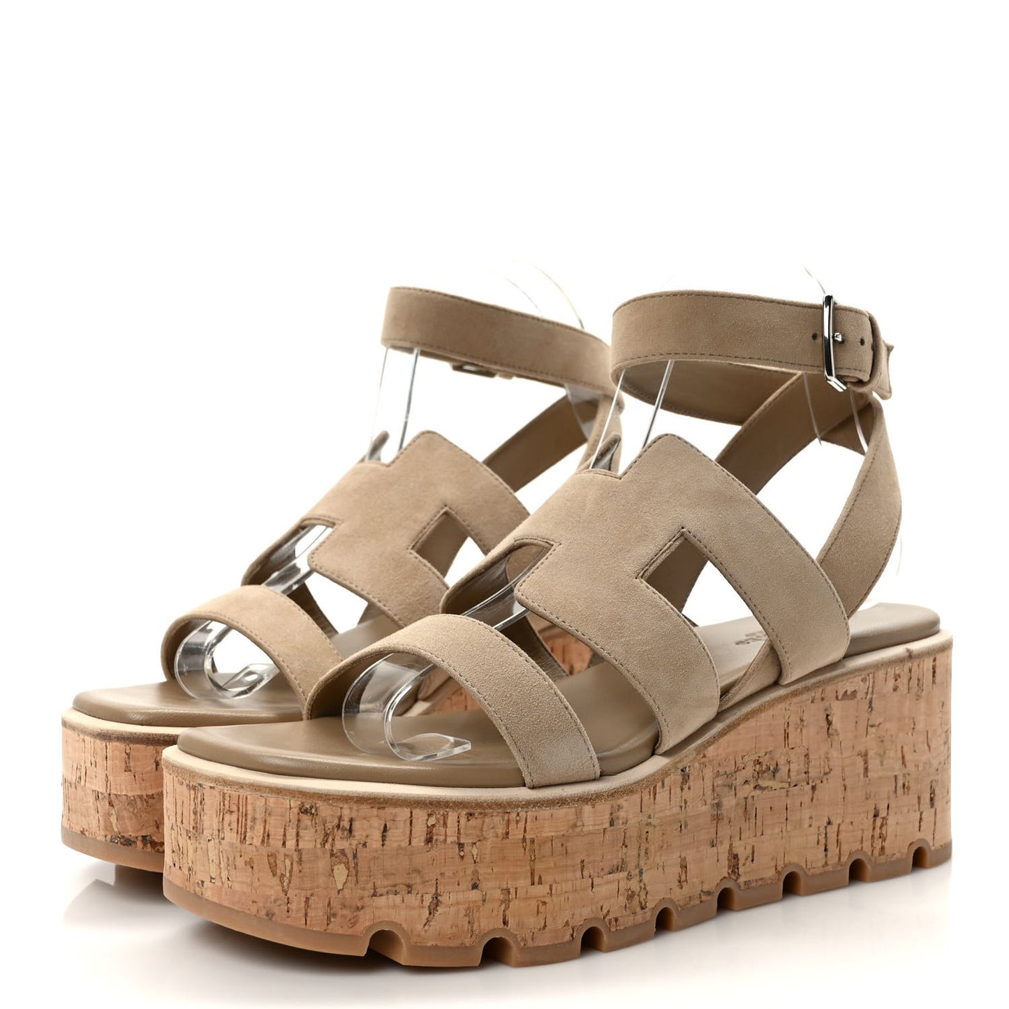 Suede Goatskin Cork Havana 30 Sandals 38 Beige Argile