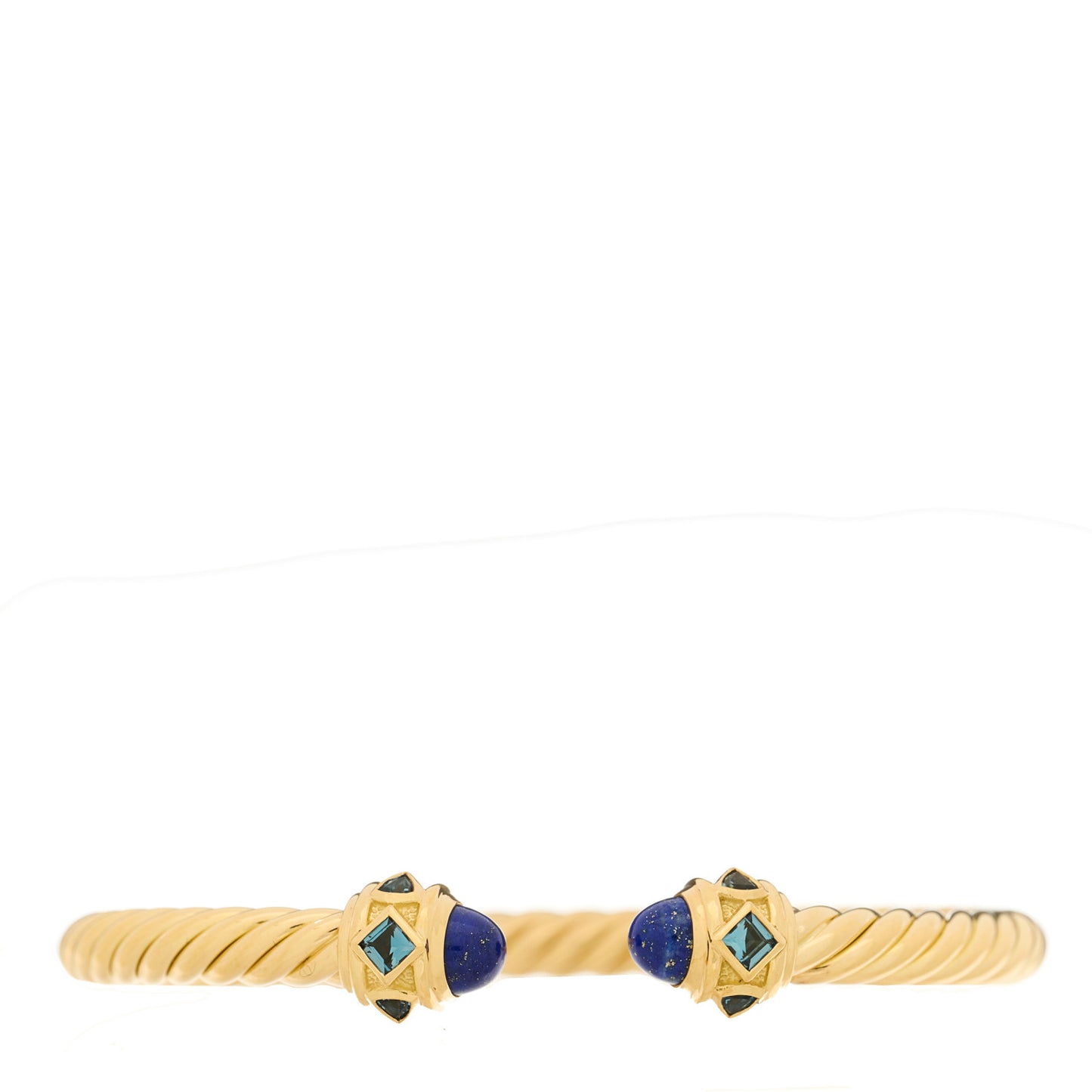 18K Yellow Gold Lapis Lazuli Hampton Blue Topaz 5mm Cable Renaissance Bracelet