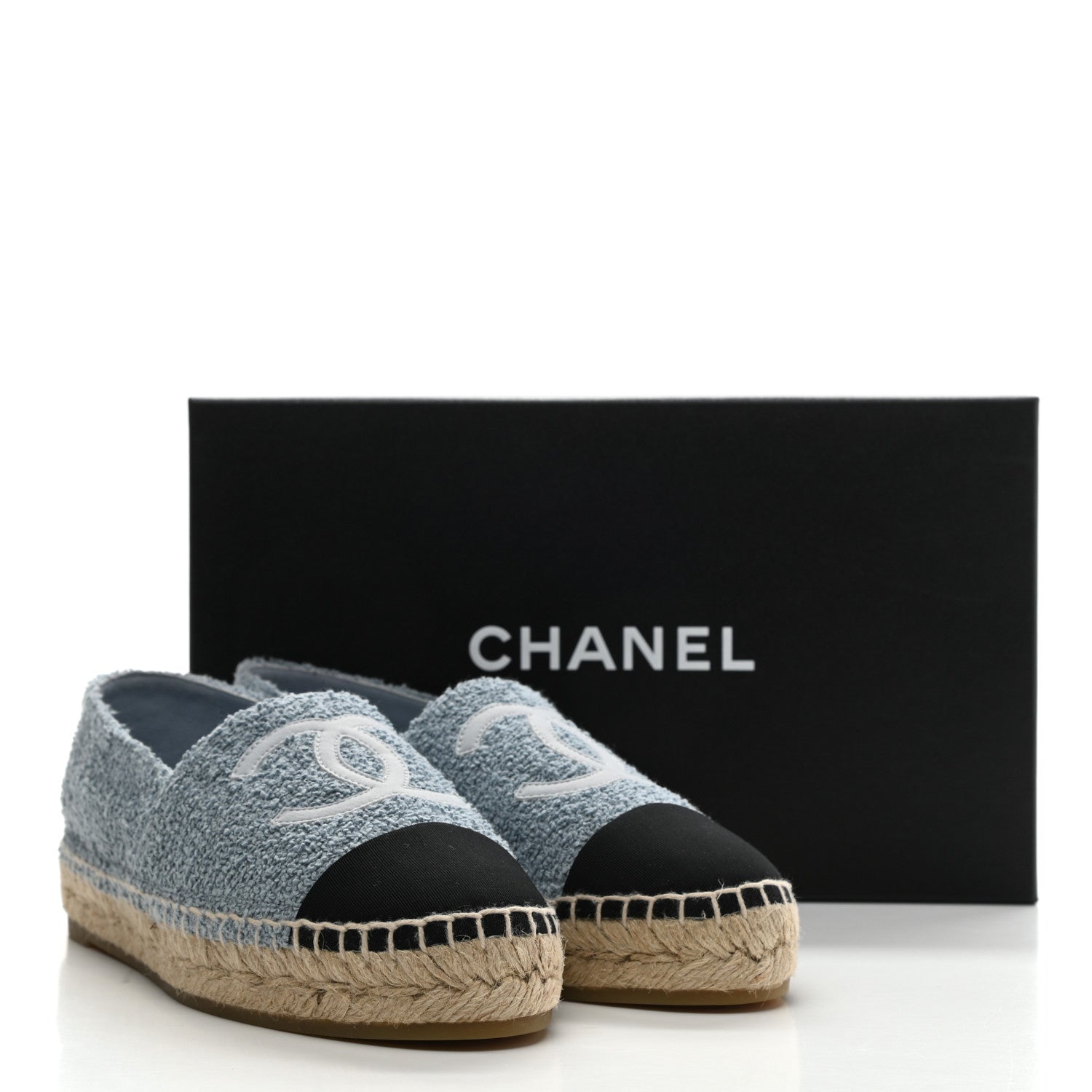 Chanel Fabric Grosgrain CC Espadrilles 38 Blue Black 10 of 10