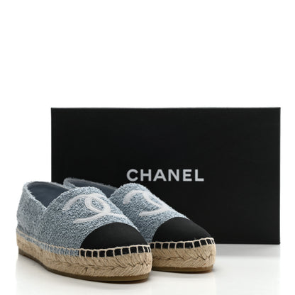 Chanel Fabric Grosgrain CC Espadrilles 38 Blue Black 10 of 10