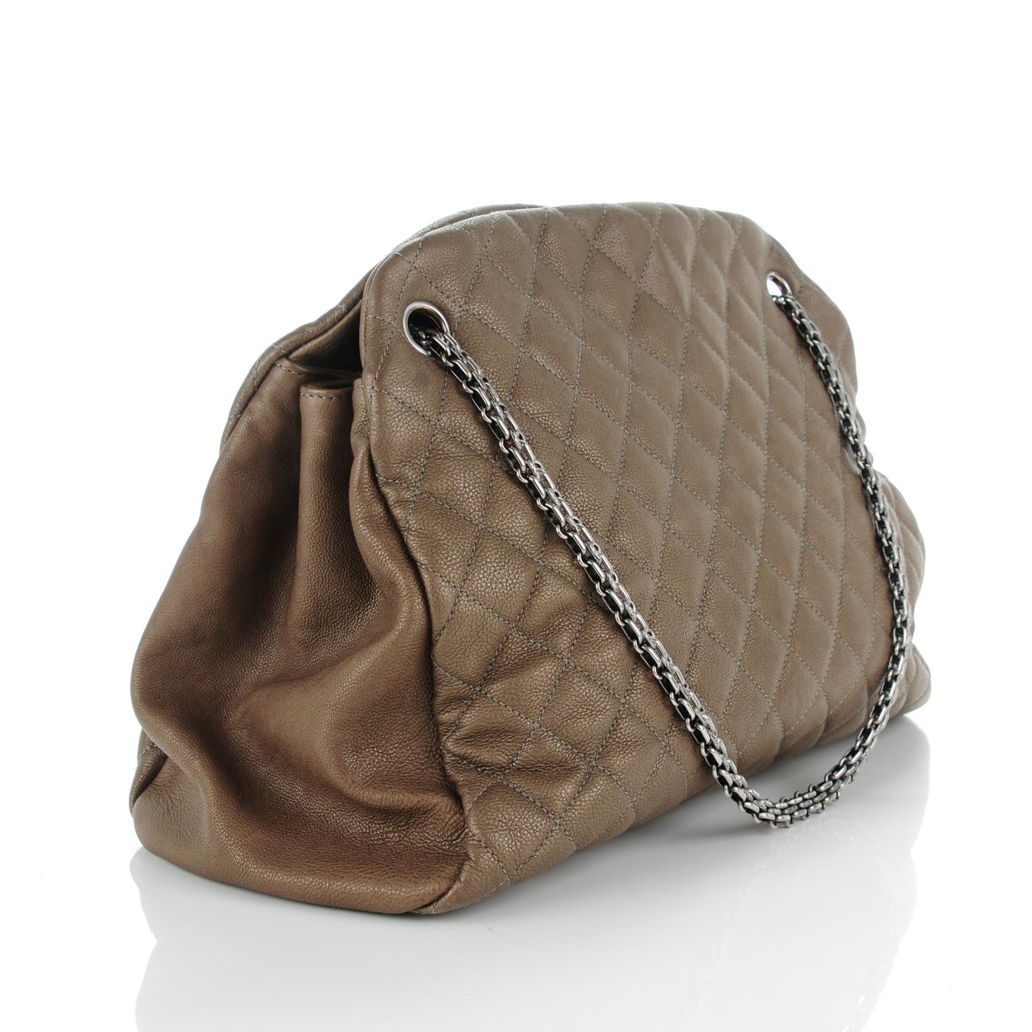 Calfskin Large Just Mademoiselle Bowling Bag Silver