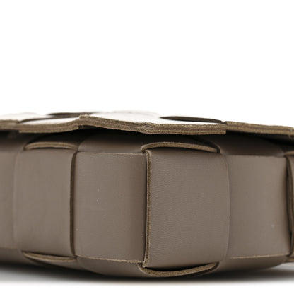 Bottega Veneta Lambskin Maxi Intreccio Cassette Crossbody Bag Taupe Grey 9 of 12