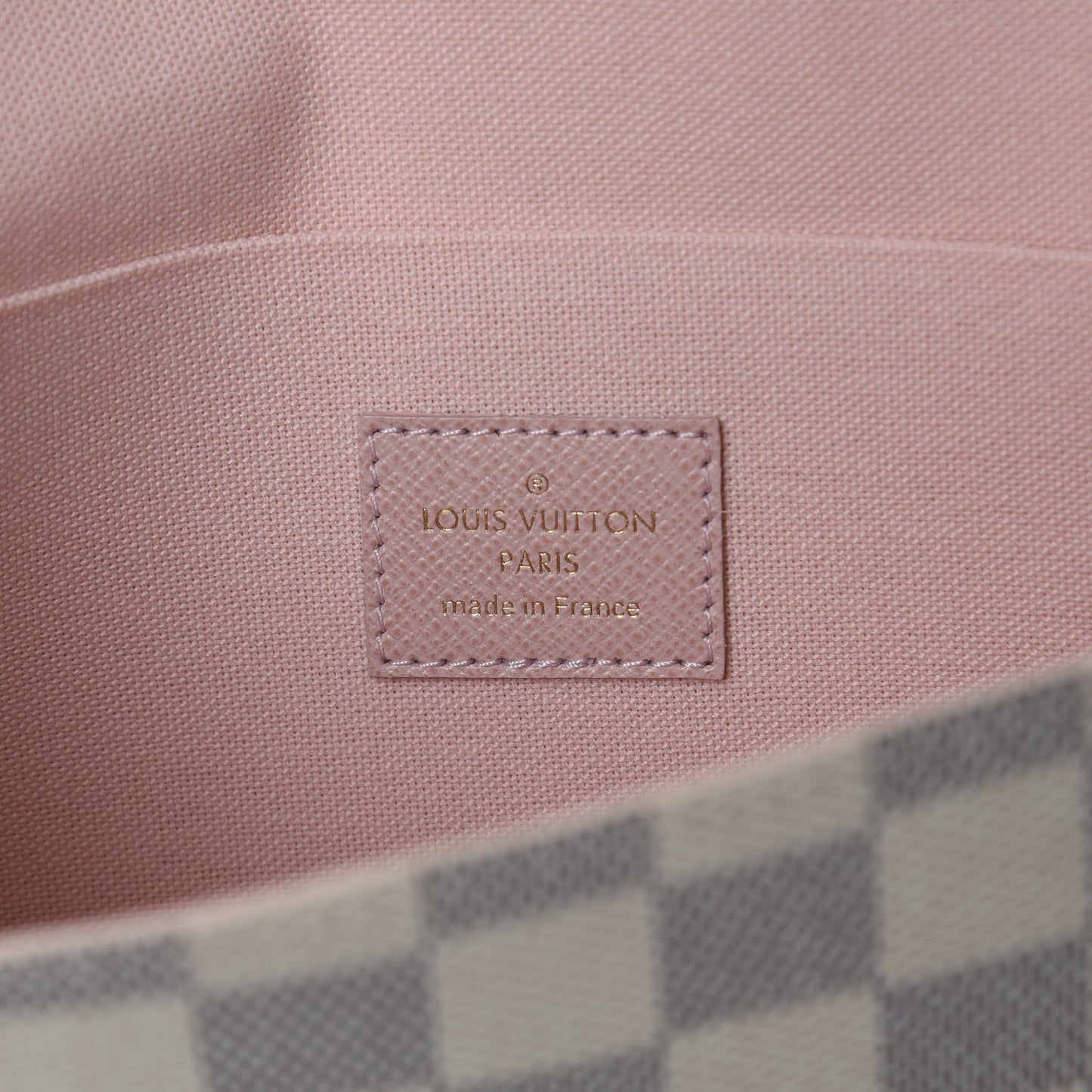 Damier Azur Pochette Felicie Chain Wallet Rose Ballerine