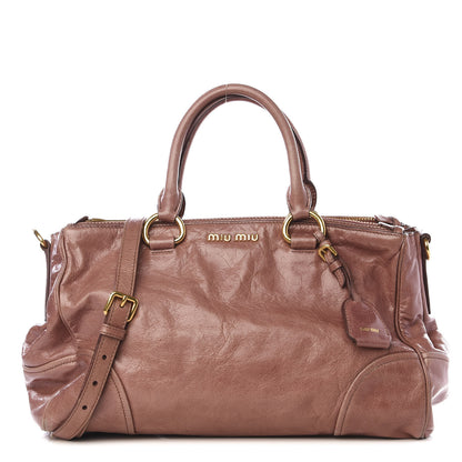 Miu Miu Vitello Shine Top Handle Satchel Loto 1 of 8