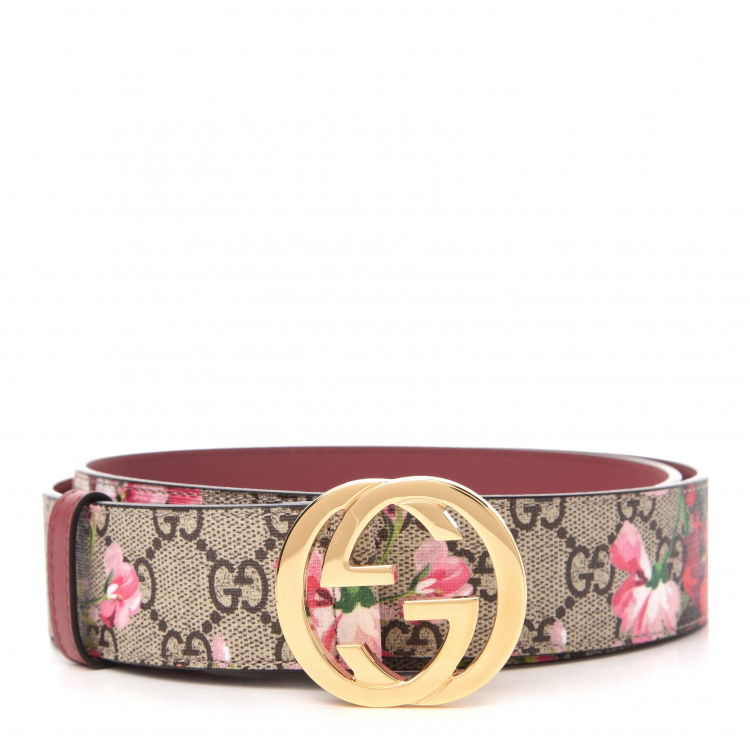 Gucci GG Supreme Monogram Blooms Moon Calfskin Interlocking G 37mm Belt 100 40 Beige Ebony Multicolor Dry Rose 1 of 7