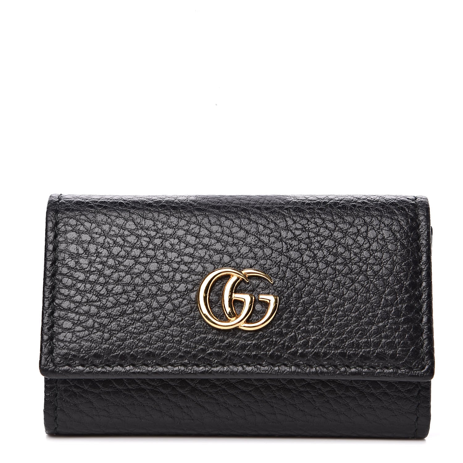 Gucci Pebbled Calfskin GG Marmont 6 Key Holder Black 1 of 6