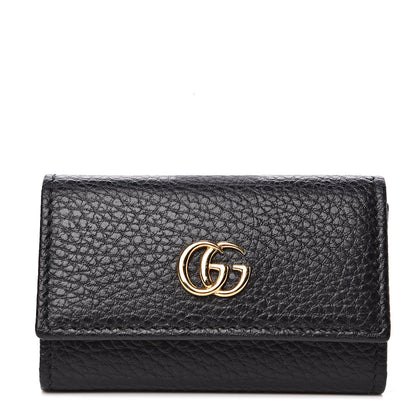 Gucci Pebbled Calfskin GG Marmont 6 Key Holder Black 1 of 6