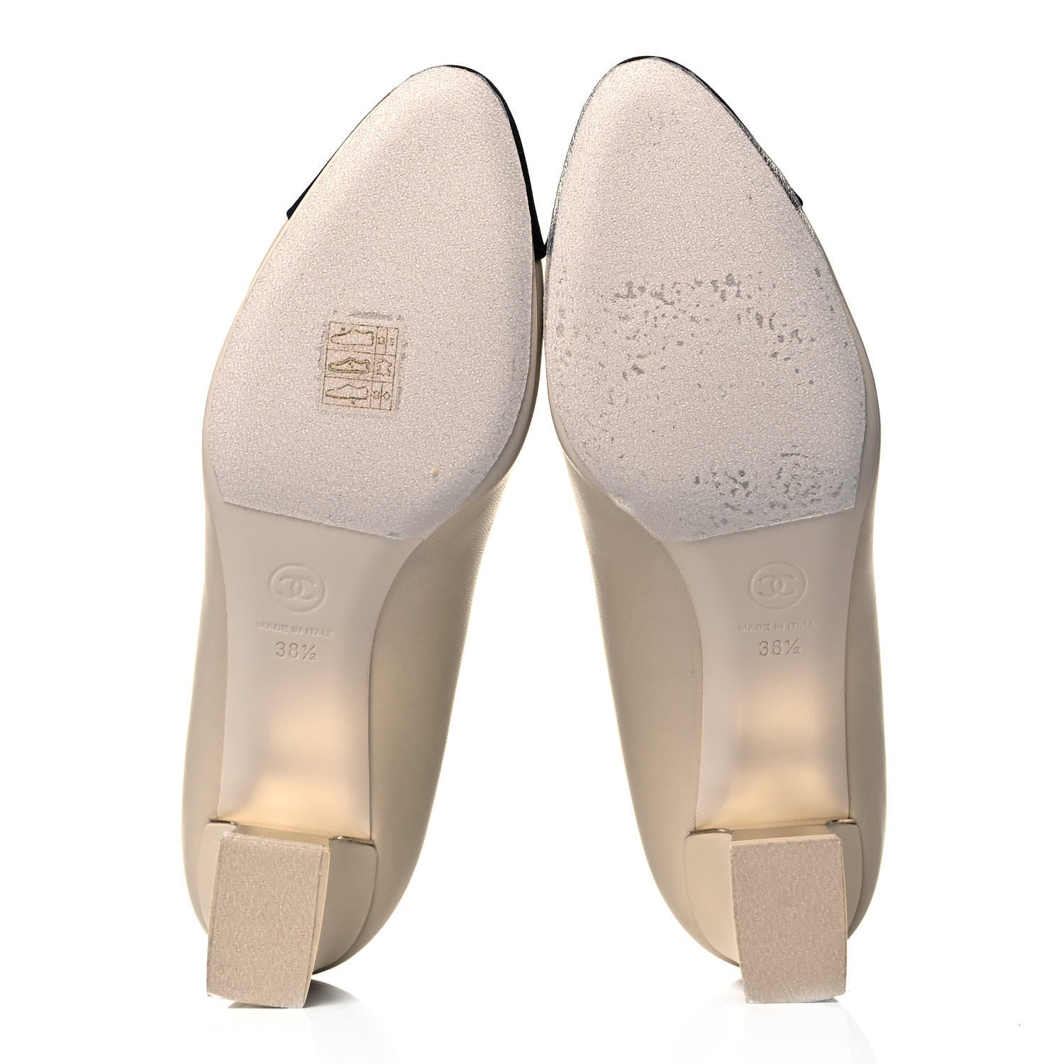 Chanel Lambskin Grosgrain CC Cap Toe Pumps 38.5 Ivory Black 5 of 8