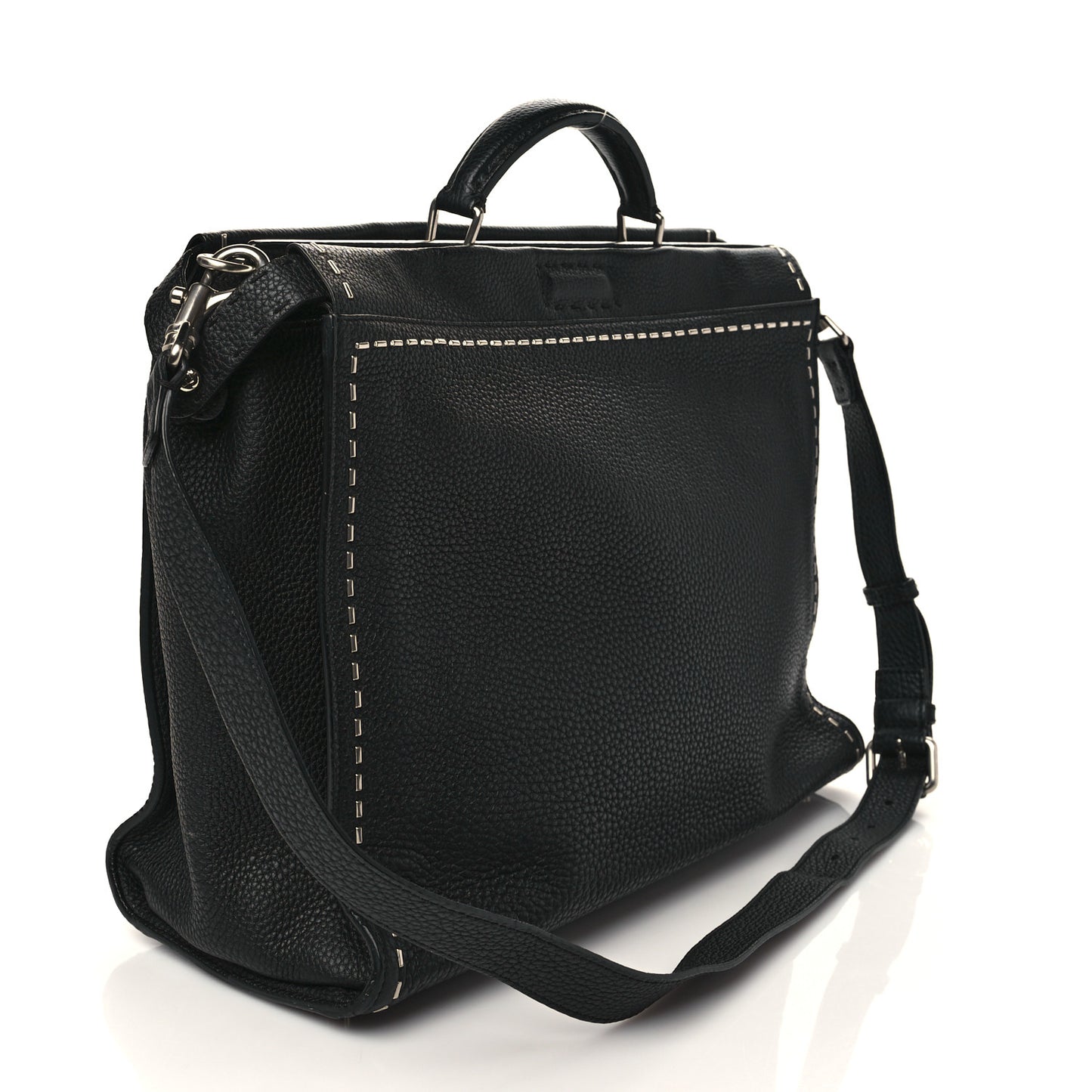 Cuoio Romano Selleria Metal Stitch Large Mens Peekaboo Iconic Essential Satchel Black