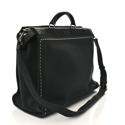 Fendi Cuoio Romano Selleria Metal Stitch Large Mens Peekaboo Iconic Essential Satchel Black 3 of 7