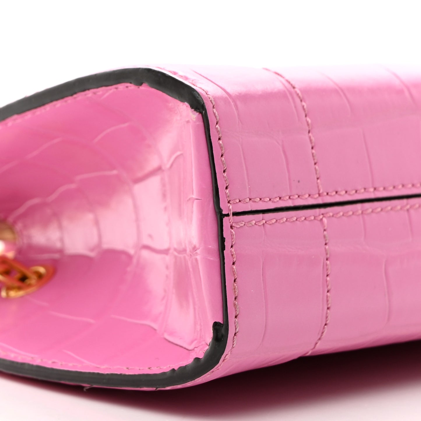 Crocodile Embossed Calfskin Crescent Clutch Slate