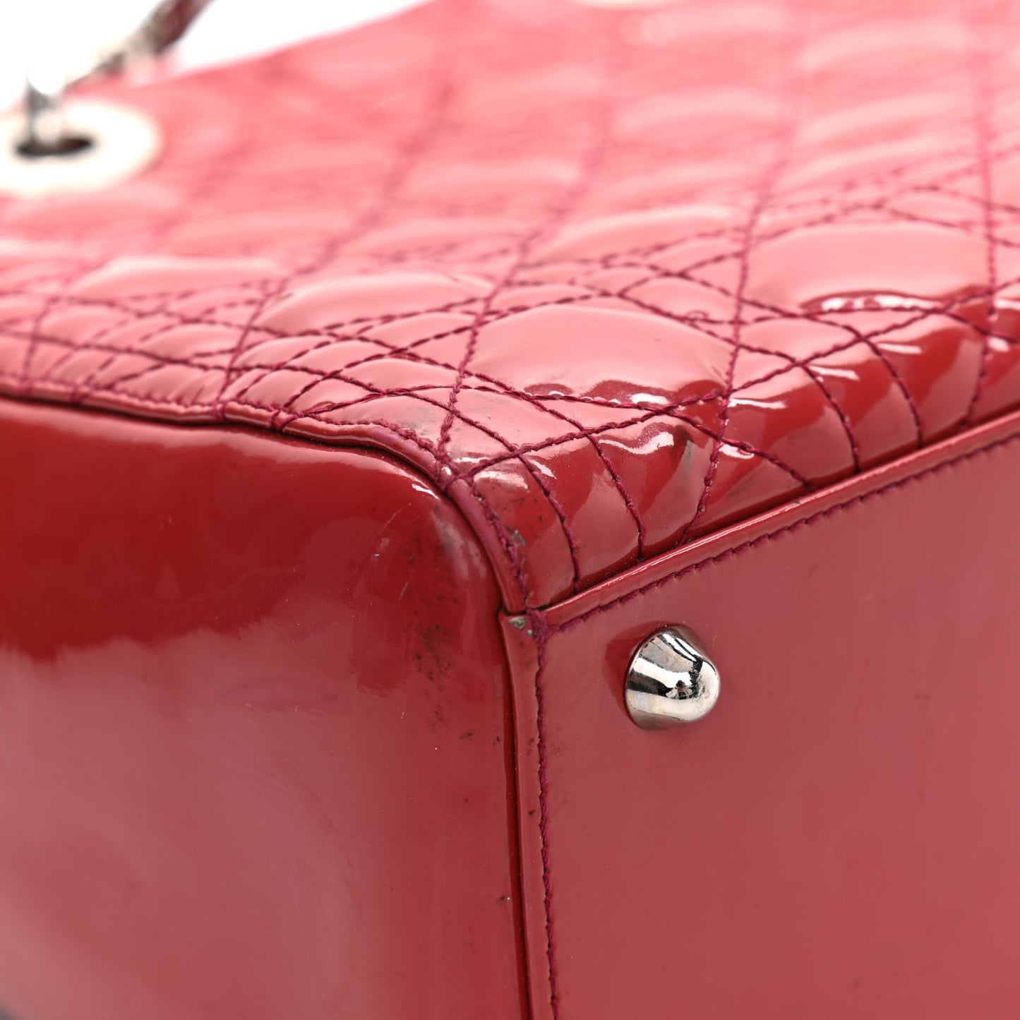 Patent Cannage Large Lady Dior Fuchsia